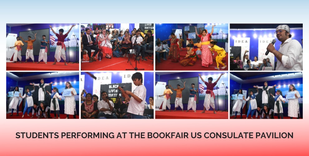 Students performing at the bookfair US Consulate pavilion