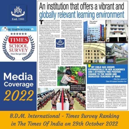 Times Survey Ranking in The Times Of India on 29th October 2022 Pic Two
