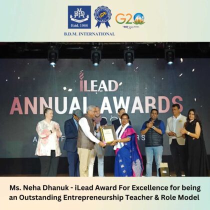 iLead Award For Excellence Outstanding Entrepreneurship Teacher & Role Model Pic One