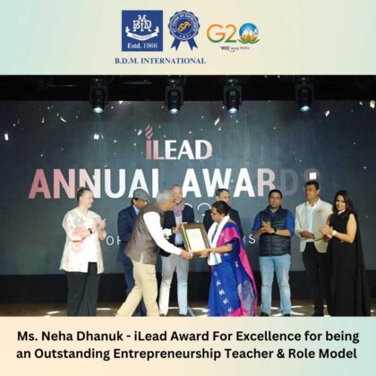 iLead Award For Excellence Outstanding Entrepreneurship Teacher & Role Model Pic Two
