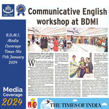 Media Coverage on Times NIE on 11th January 2024