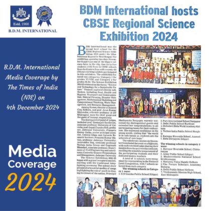 BDMI media post Media coverage on 04012.2024 by Times NIE ip